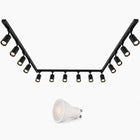 Kit Rail LED Monophasé en U + 14 Spots GU10 Noir - 800 cm