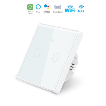 Interrupteur Mural Double Connecté Wifi Tactile BLANC - Silumen Home