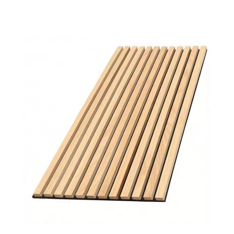 Panneau Acoustique Mural Tasseaux Chêne Blanc, Fond Noir - Échantillon 15x12 cm