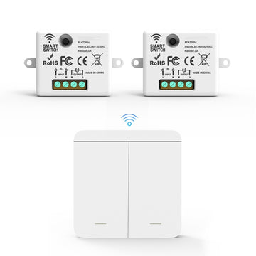 Interrupteur Mural sans Fil Bouton Double avec 2 Récepteurs 220V 10A