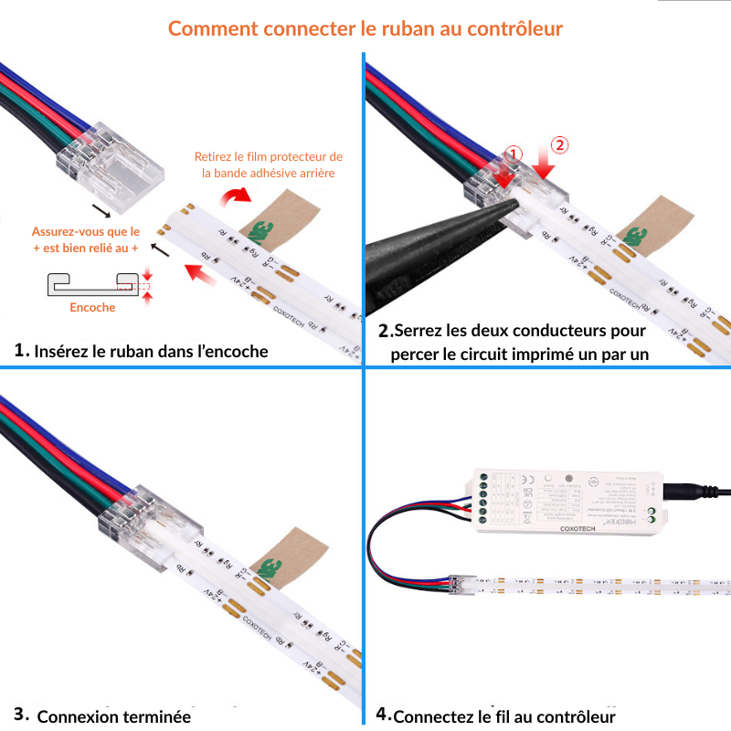 Connecteur Simple Pour Ruban COB RGB 10 mm