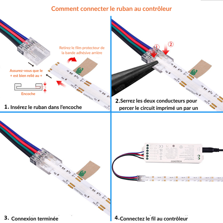 Connecteur Droit Pour Ruban COB RGB 10 mm