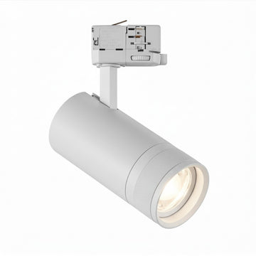 Spot LED sur Rail Blanc Angle Ajustable Triphasé 30W 15-60° CCT TRIAC Dimmable