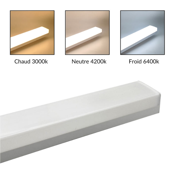 Réglette LED 120cm Blanche 48W IP20 CCT - 3000K/4000K/6000K