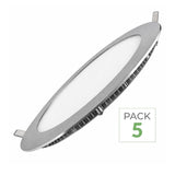 Downlight Dalle LED 12W Extra Plate Ronde (Pack de 5) - Blanc Chaud 2300K - 3500K / Aluminium