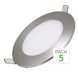 Downlight Dalle LED 6W Extra Plate Ronde (Pack de 5) - Blanc Froid 6000K - 8000K / Aluminium