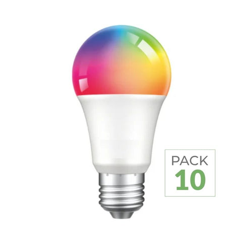 Pack de 10 - Ampoule LED E27 A60 8.5W RGBW avec Télécommande
