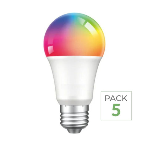 Pack de 5 - Ampoule LED Connectée Wifi E27 4.5W G45 RGBW