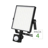 Pack de 4 - Projecteur LED Connecté WiFi RGBW 20W IP44 avec Détecteur de Mouvement