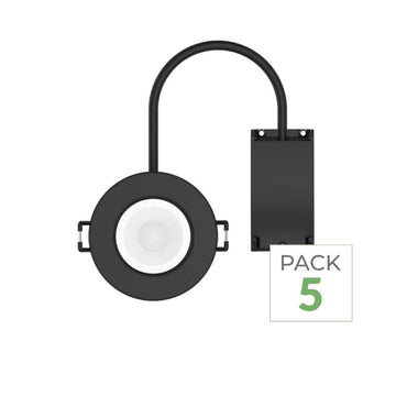 Pack de 5 - Spot LED étanche encastrable Dimmable CCT 6W Noir IP65