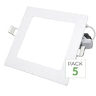 Pack de 5 - Downlight Dalle LED 24W Extra Plate Carrée BLANC