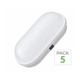 Pack de 5 - Applique LED Murale 20W Blanche Ovale IP65
