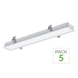Pack de 5 - Réglette encastrable 35W BLANC 7.5 x 3.5 x 120 cm