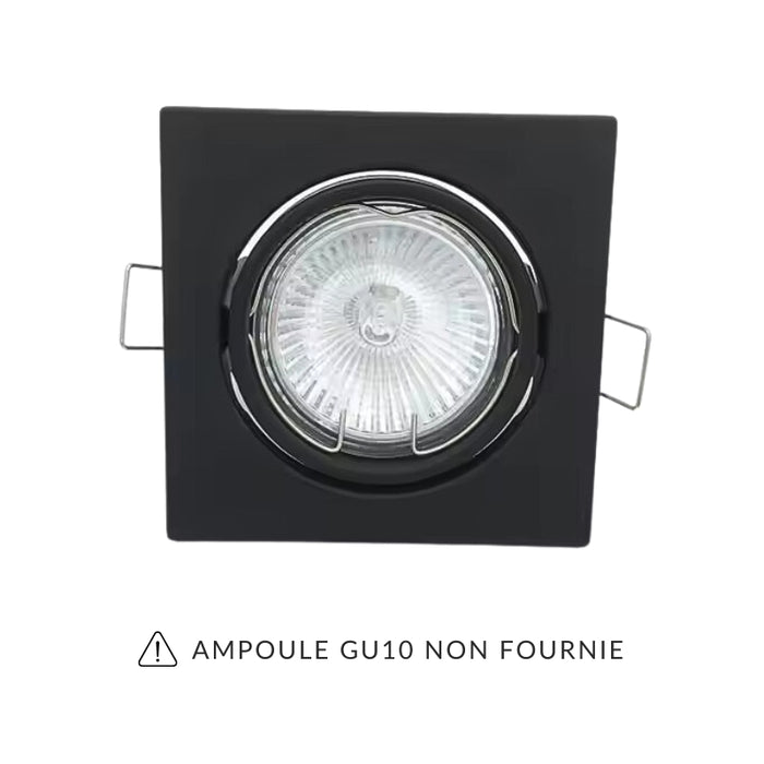 Support Encastrable GU10 Carré Noir Mat Orientable