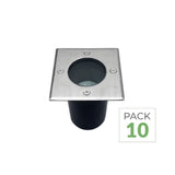 Pack de 10 - Spot LED Extérieur Encastrable Carré pour Ampoule GU10