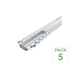 Pack de 5 - Profilé Aluminium encastré 2m pour Ruban LED Double Couvercle Blanc Opaque