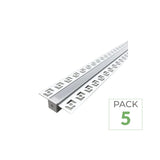 Pack de 5 - Profilé Aluminium encastrable 1m pour Ruban LED Couvercle Blanc Opaque