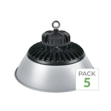 Pack de 5 - Cloche LED Industrielle 150W 90° ARGENT
