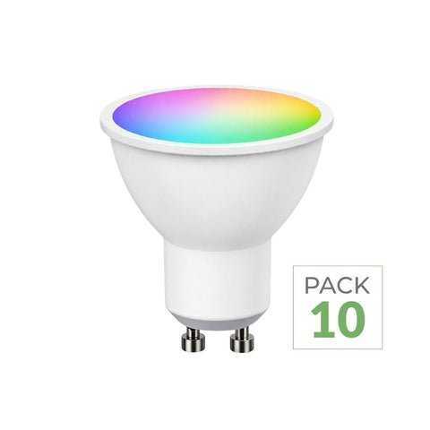 Pack de 10 - Ampoule LED Connectée Wifi GU10 4.5W RGBW