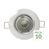 Pack de 10 - Kit Spot LED GU10 encastrable Rond BLANC avec une ampoule 8W