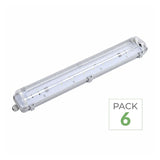 Pack de 6 - Kit de Réglette LED IP65 + 2 Tube Néon LED 150cm T8 22W