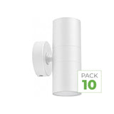 White IP65 Double-Beam Wall Light for GU10 Bulb - Pack of 10
