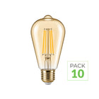 Ampoule LED Filament Connectée Wifi E27 4W Ambrée ST64 CCT - 2700K/6500K - Pack de 10