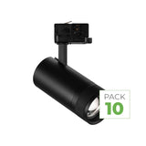 Pack 10 Spot LED sur Rail Angle Ajustable Triphasé 30W 15-60° 3CCT TRIAC Dimmable Noir