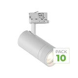 Pack 10 Spot LED sur Rail Angle Ajustable Triphasé 30W 15-60° 3CCT TRIAC Dimmable Blanc