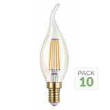 Pack de 10 - Ampoule E14 LED Flamme Filament 4W T35