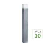 Pack de 10 - Borne LED Extérieure 80cm GRIS IP54 Aluminium