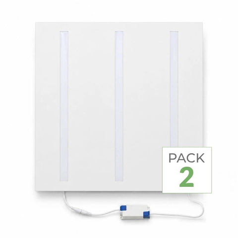 Panneau LED Grille 3 Lignes 60x60 40W Blanc - Pack de 2