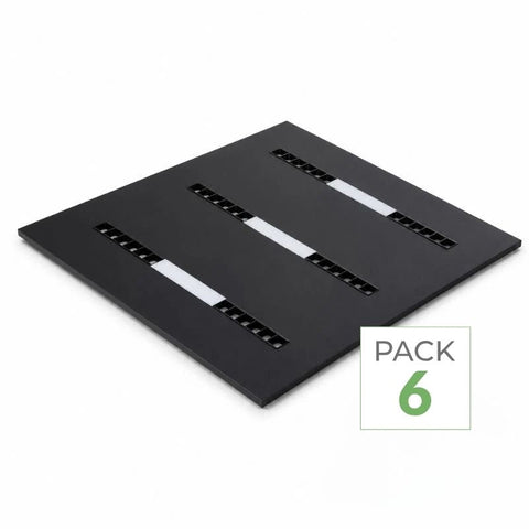 Panneau LED Grille 3 Lignes Modulaire 60x60 40W Noir - Pack de 6