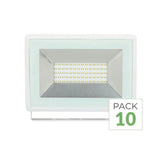 Pack de 10 - Projecteur LED Extérieur 50W IP65 BLANC IK06