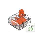 Pack de 20 - Borne de raccordement à levier 3 entrées