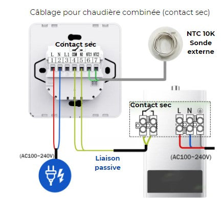 Wifi aangesloten thermostaat voor ketel compatibel met externe sonde