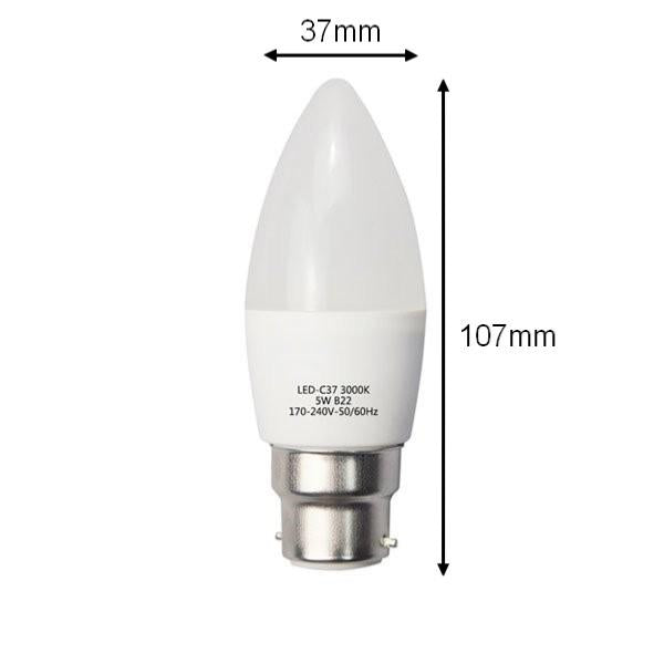 Bulbo B22 LED 6W 220V C37 180 °