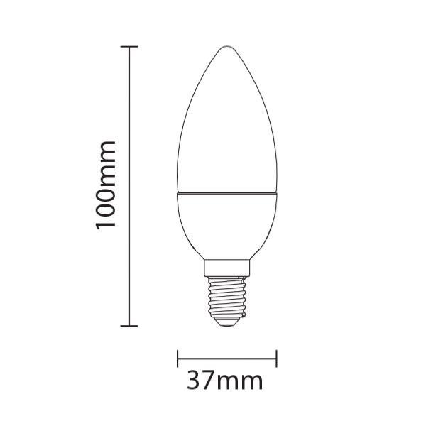 Ampulle E14 LED 6W 220V C37 180° dimmbar