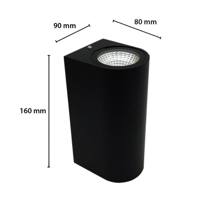 Schwarze Wandleuchte 6W LED COB Doppelstrahlen IP44