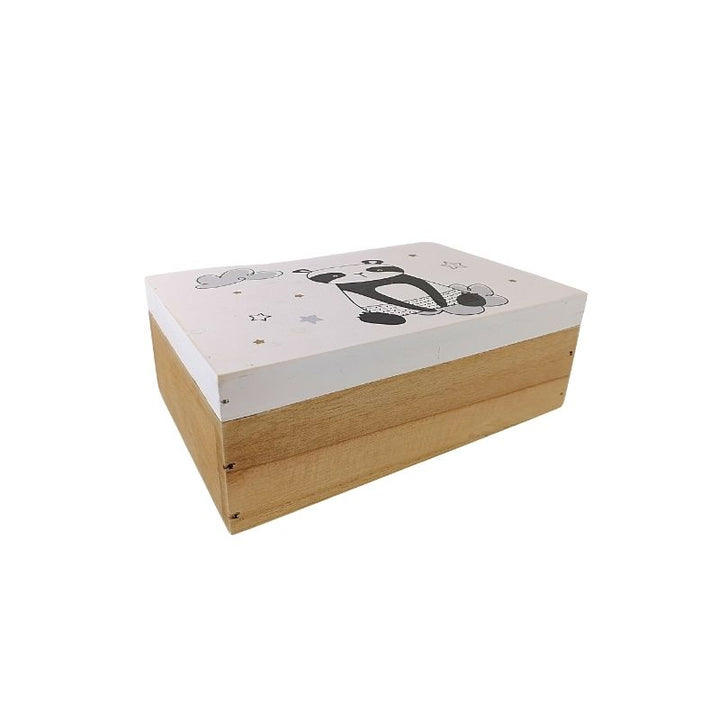 Caja de almacenamiento de madera panda 13x7x19.5cm