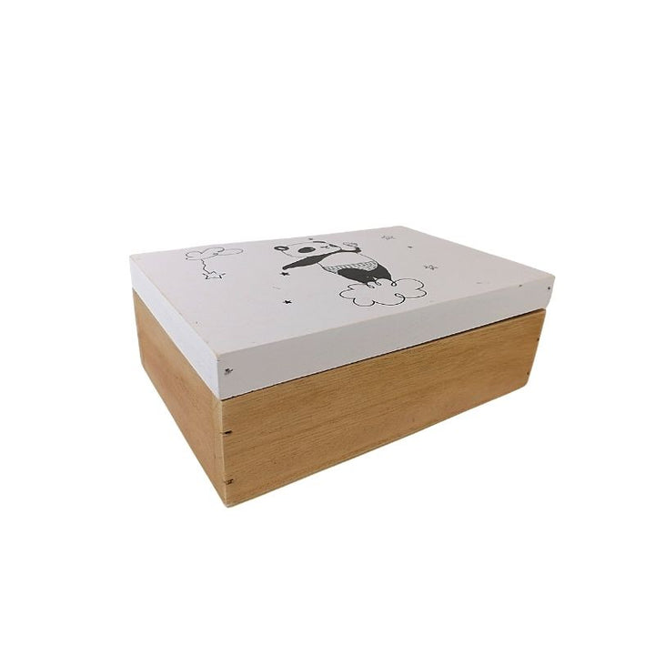 Caja de almacenamiento de madera panda 13x7x19.5cm