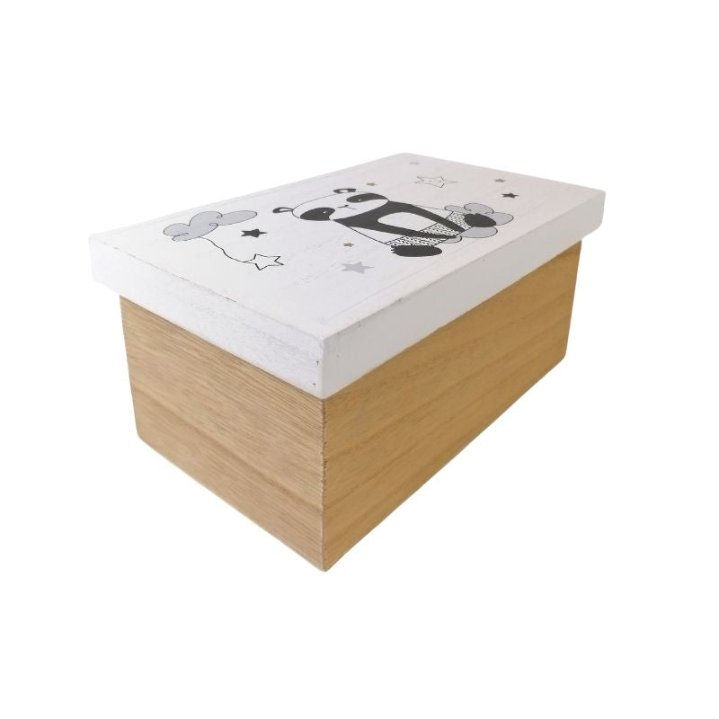 Caja de almacenamiento de madera panda 14x10.8x23cm