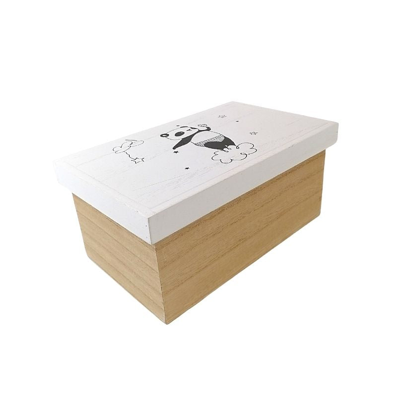 Caja de almacenamiento de madera panda 14x10.8x23cm