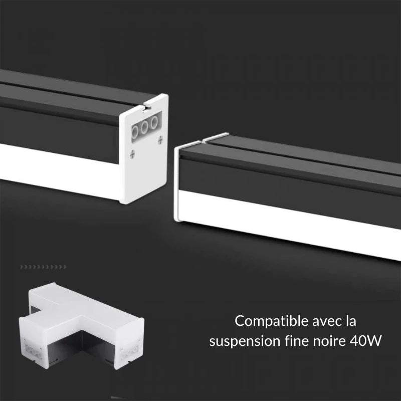 Conector T de 10W para Colgante Lineal Negro Fino de 40W