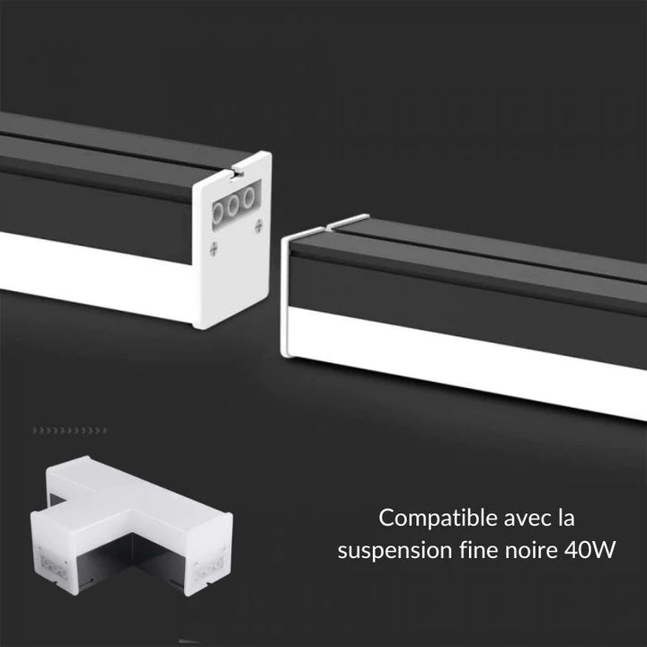 Conector T de 10W para Colgante Lineal Negro Fino de 40W