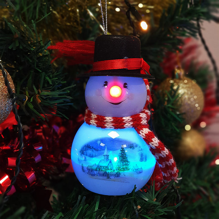 Décoration de Sapin Bonhomme de Neige Lumineux LED H.10cm (piles incluses)