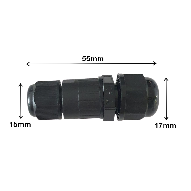 Conector linear 1 Saída à prova d'água IP68 preto