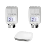 Kit de 4 Têtes Thermostatiques Connectées Universelle avec Ecran LCD + Passerelle ZigBee