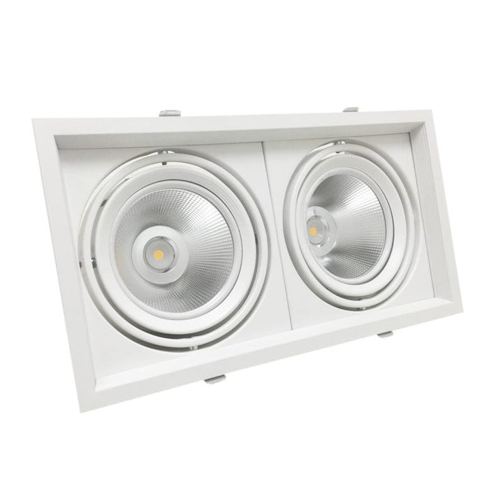 Doppeltes verstellbares AR111-Einbau-Halterungsset mit 20-W-LED-Lampen