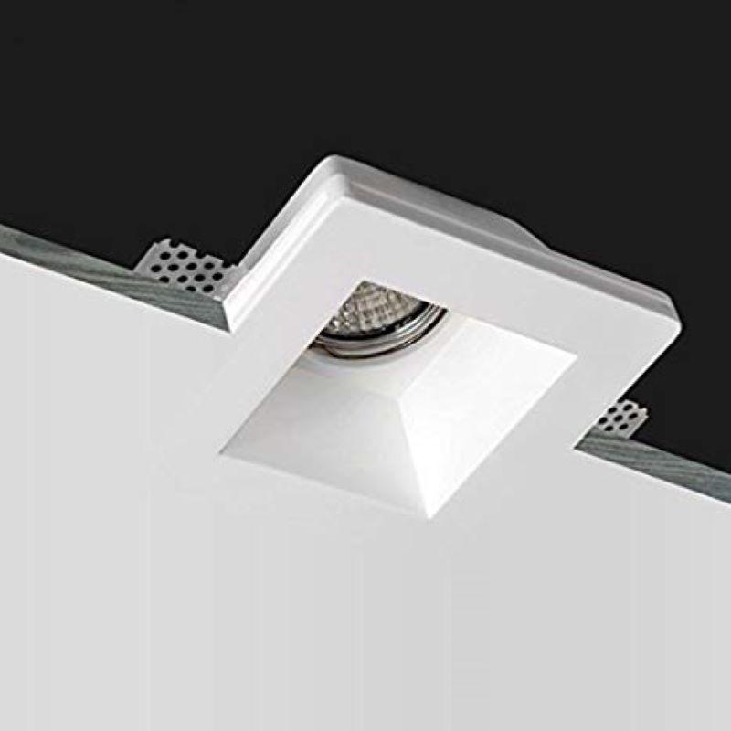 Kit Support Spot GU10 LED Carré Blanc 120x120mm avec Ampoule LED 6W